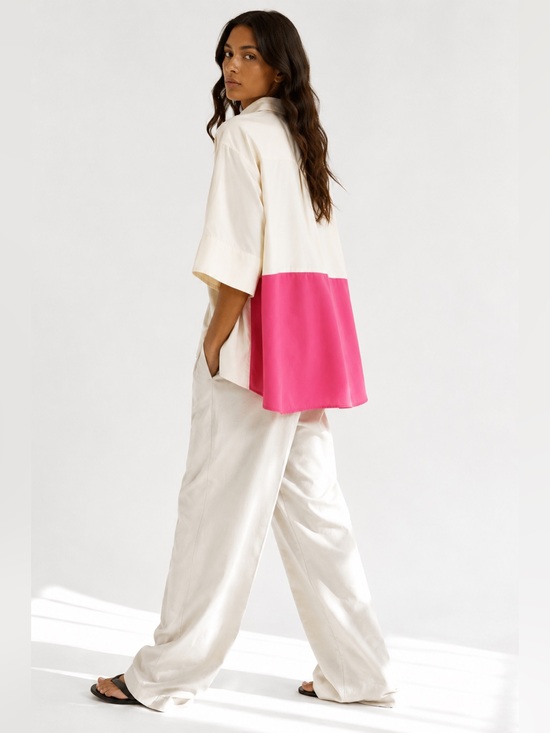 COS Pants - COS Oversized Shirt S Ivory Hot Pink Colorblock Minimalist Avant Garde Y2K 90s